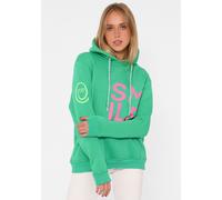 Hoodie ZWILLINGSHERZ ""Alissa"", Damen, Gr. S/M, grün, Sweatware, Obermaterial: 50% Baumwolle, 50% Polyester, unifarben, normal hüftlang, hoch geschlossener Ausschnitt, Bündchen, Sweatshirts Hoodie, L