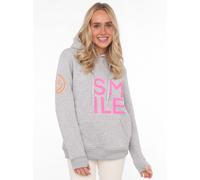 Hoodie ZWILLINGSHERZ "Alissa", Damen, Gr. XXL/XXXL, grau (hellgrau), Sweatware, Obermaterial: 50% Baumwolle, 50% Polyester, meliert, normal hüftlang, hoch geschlossener Ausschnitt, Bündchen, Sweatshir