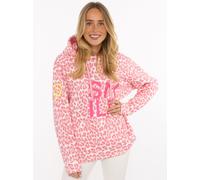 Hoodie ZWILLINGSHERZ "Alissa Leo AOP", Damen, Gr. L/XL, pink, Sweatware, Obermaterial: 50% Baumwolle, 50% Polyester, Sweatshirts Hoodie, mit SMILE Print, Kapuze, Leo Muster (92962142-L) pink
