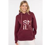 Hoodie ZWILLINGSHERZ ""Alissa Shiny"", Damen, Gr. L/XL, rot (bordeaux), angeraute Sweatware, Obermaterial: 50% Baumwolle, 50% Polyester, Sweatshirts Hoodie, glänzender Print, Daumenloch, Kordel, gesti