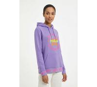 Hoodie ZWILLINGSHERZ "Always Positive", Damen, Gr. L/XL (L/XL), lila, Sweatware, Obermaterial: 50% Baumwolle, 50% Polyester, unifarben, normal normal, ohne Ausschnitt, angesetztes Bündchen, Sweatshirt