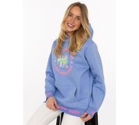 Hoodie ZWILLINGSHERZ "Always Positive", Damen, Gr. L/XL, mittelblau, Sweatware, Obermaterial: 50% Baumwolle, 50% Polyester, normal normal, ohne Ausschnitt, angesetztes Bündchen, Sweatshirts Hoodie, Ka