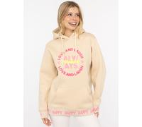 Hoodie ZWILLINGSHERZ "Always Positive", Damen, Gr. S/M, beige, Sweatware, Obermaterial: 50% Baumwolle, 50% Polyester, gestreift, normal normal, ohne Ausschnitt, angesetztes Bündchen, Sweatshirts Hoodi
