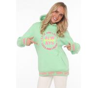 Hoodie ZWILLINGSHERZ ""Always Positive"", Damen, Gr. SM (S/M), grün (hellgrün), Sweatware, Obermaterial: 50% Baumwolle, 50% Polyester, unifarben, normal normal, ohne Ausschnitt, angesetztes Bündchen, 