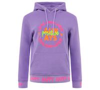 Hoodie ZWILLINGSHERZ ""Always Positive"", Damen, Gr. SM (S/M), lila, angeraute Sweatware, Obermaterial: 50% Baumwolle, 50% Polyester, unifarben, normal normal, ohne Ausschnitt, angesetztes Bündchen, S