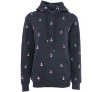 Hoodie ZWILLINGSHERZ ""Anker"", Damen, Gr. L/XL, blau (marine), Sweatware, Obermaterial: 50% Baumwolle, 50% Polyester, regular fit normal, V-Ausschnitt, angesetztes Bündchen, Sweatshirts Hoodie, mit g