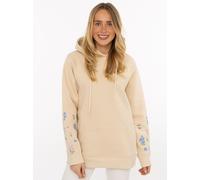 Hoodie ZWILLINGSHERZ "Blumenranken", Damen, Gr. L/XL, beige, Sweatware, Obermaterial: 50% Baumwolle, 50% Polyester, Sweatshirts Hoodie, mit gestickten Blumen am Arm, Kapuze, Fronttasche (88538535-L) b