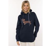 Hoodie ZWILLINGSHERZ "Dackel", Damen, Gr. S/M, marine, Sweatware, Obermaterial: 50% Baumwolle, 50% Polyester, unifarben, comfort fit hüftbedeckend, ohne Ausschnitt, angesetztes Bündchen, Sweatshirts H
