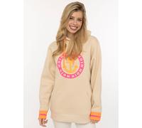 Hoodie ZWILLINGSHERZ, Damen, Gr. S/M, beige, Sweatware, Obermaterial: 50% Baumwolle, 50% Polyester, normal hüftlang, hoch geschlossener Ausschnitt, Bündchen, Sweatshirts Hoodie, Langarm, Kapuze, Neon-