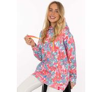 Hoodie ZWILLINGSHERZ "Flower Sparkles", Damen, Gr. S/M, bunt, Sweatware, Obermaterial: 50% Baumwolle, 50% Polyester, Sweatshirts Hoodie, farbenfrohes florales Muster, Neondetails, Kapuze, Fronttasche 