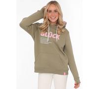 Hoodie ZWILLINGSHERZ ""Glück"", Damen, Gr. SM (S/M), grün (khaki), Sweatware, Obermaterial: 50% Baumwolle, 50% Polyester, bequem hüftbedeckend, V-Ausschnitt, angesetztes Bündchen, Sweatshirts Hoodie,