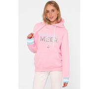Hoodie ZWILLINGSHERZ ""Glücklich am Meer"", Damen, Gr. S/M, rosa, Sweatware, Obermaterial: 50% Baumwolle, 50% Polyester, modisch, regular fit, Langarm angesetztes Bündchen, Sweatshirts, mit Pailletten