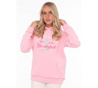Hoodie ZWILLINGSHERZ ""Glücklich am Strand"", Damen, Gr. SM (S/M), pink, Obermaterial: 50% Baumwolle, 50% Polyester, comfort fit hüftbedeckend, V-Ausschnitt, Sweatshirts Hoodie, mit maritimer Stickere