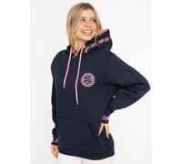 Hoodie ZWILLINGSHERZ "Happy Days", Damen, Gr. L/XL, marine, Sweatware, Obermaterial: 50% Baumwolle, 50% Polyester, unifarben mit Farbeinsätzen, bequem, ohne Ausschnitt, angesetztes Bündchen, Sweatshir
