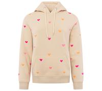 Hoodie ZWILLINGSHERZ ""Hearts"", Damen, Gr. L/XL (L/XL), beige (hellbeige), Sweatware, Obermaterial: 50% Baumwolle, 50% Polyester, regular fit hüftbedeckend, ohne Ausschnitt, angesetztes Bündchen, Swe