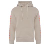 Hoodie ZWILLINGSHERZ "Hoodie "Hearts & Love"", Damen, Gr. L/XL (L/XL), beige (hellbeige), Sweatware, Obermaterial: 50% Baumwolle, 50% Polyester, comfort fit hüftlang, V-Ausschnitt, Sweatshirts Hoodie,