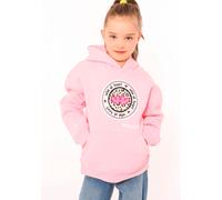 Hoodie ZWILLINGSHERZ ""Kelly-Kids"", Mädchen, Gr. 110/116, pink, Sweatware, Obermaterial: 50% Baumwolle, 50% Polyester, regular fit hüftbedeckend, V-Ausschnitt, Sweatshirts Hoodie, mit rundem Leo Moti