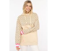 Hoodie ZWILLINGSHERZ ""Kleine Anker"", Damen, Gr. S/M, beige, angeraute Sweatware, Obermaterial: 50% Baumwolle, 50% Polyester, bedruckt, mehrfarbig, bequem, ohne Ausschnitt, angesetztes Bündchen, Swea