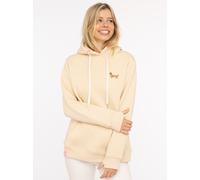 Hoodie ZWILLINGSHERZ ""Kleiner Dackel"", Damen, Gr. L/XL, beige, angeraute Sweatware, Obermaterial: 50% Baumwolle, 50% Polyester, unifarben, Sweatshirts Hoodie, "Dackel"-Stickerei, bedruckter Kordelzu