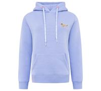 Hoodie ZWILLINGSHERZ ""Kleiner Dackel"", Damen, Gr. S/M, blau (mittelblau), angeraute Sweatware, Obermaterial: 50% Baumwolle, 50% Polyester, unifarben, Sweatshirts Hoodie, "Dackel"-Stickerei, bedruckt