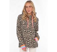Hoodie ZWILLINGSHERZ ""Leo Allover Neon Kante"", Damen, Gr. XL, beige, Sweatware, Obermaterial: 50% Baumwolle, 50% Polyester, animal-print, gemustert, kontrastfarbene Details, mehrfarbig, modisch, reg