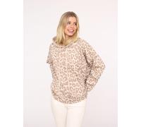 Hoodie ZWILLINGSHERZ ""Leo"", Damen, Gr. L/XL, beige (hellbeige), Sweatware, Obermaterial: 82% Polyester, 15% Viskose, 3% Elasthan, gemustert, comfort fit hüftlang, hoch geschlossener Ausschnitt, Swea