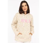 Hoodie ZWILLINGSHERZ ""Leo Pastell"", Damen, Gr. L/XL, beige, angeraute Sweatware, Obermaterial: 50% Baumwolle, 50% Polyester, gemustert, mehrfarbig, ohne Ausschnitt, Sweatshirts Hoodie, Leomuster und