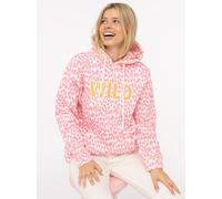 Hoodie ZWILLINGSHERZ ""Leo Pastell"", Damen, Gr. S/M, pink, angeraute Sweatware, Obermaterial: 50% Baumwolle, 50% Polyester, gemustert, mehrfarbig, ohne Ausschnitt, Sweatshirts Hoodie, Leomuster und W
