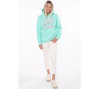 Hoodie ZWILLINGSHERZ ""Love is all you need ZH"", Damen, Gr. L/XL, blau (türkis), Sweatware, Obermaterial: 50% Baumwolle, 50% Polyester, regular fit normal, V-Ausschnitt, angesetztes Bündchen, Sweatsh