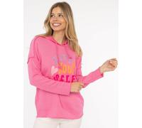Hoodie ZWILLINGSHERZ ""Love Yourself"", Damen, Gr. S/M, pink, Web, Obermaterial: 70% Baumwolle, 30% Polyester, bedruckt, unifarben, hüftbedeckend, ohne Ausschnitt, Sweatshirts Hoodie, Kapuze, Flockpri