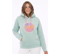 Hoodie ZWILLINGSHERZ "Love Yourslef", Damen, Gr. L/XL (L/XL), blau (türkis), Sweatware, Obermaterial: 80% Baumwolle, 20% Polyester, unifarben, normal normal, ohne Ausschnitt, angesetztes Bündchen, Swe