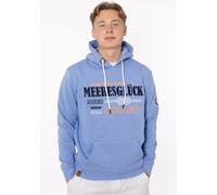 Hoodie ZWILLINGSHERZ ""Meeresglück"", Herren, Gr. M, blau (mittelblau), Sweatware, Obermaterial: 50% Baumwolle, 50% Polyester, unifarben, comfort fit hüftlang, V-Ausschnitt, Sweatshirts Hoodie, mit ge