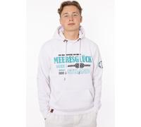 Hoodie ZWILLINGSHERZ "Meeresglück", Herren, Gr. XL, weiß, Sweatware, Obermaterial: 50% Baumwolle, 50% Polyester, unifarben, comfort fit hüftlang, V-Ausschnitt, Sweatshirts Hoodie, mit gesticktem Detai