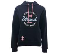 Sweatshirt ZWILLINGSHERZ Gr. SM, blau (navy) Damen Sweatshirts mit Kapuze, Frontprint, Rückenprint (37582558-SM)