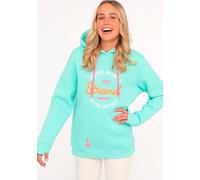 Hoodie ZWILLINGSHERZ "Meine Heimat", Damen, Gr. SM (S/M), blau (türkis), Sweatware, Obermaterial: 80% Baumwolle, 20% Polyester, unifarben, normal normal, ohne Ausschnitt, angesetztes Bündchen, Sweatsh