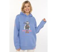 Hoodie ZWILLINGSHERZ "Moin Moin Möwe", Damen, Gr. S/M, mittelblau, Sweatware, Obermaterial: 50% Baumwolle, 50% Polyester, comfort fit hüftlang, ohne Ausschnitt, angesetztes Bündchen, Sweatshirts Hoodi