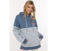 Hoodie ZWILLINGSHERZ "Moin Streifen", Damen, Gr. S/M, jeans, Sweatware, Obermaterial: 50% Baumwolle, 50% Polyester, geringelt, mehrfarbig, comfort fit hüftlang, ohne Ausschnitt, angesetztes Bündchen,