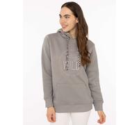 Hoodie ZWILLINGSHERZ "Nelina", Damen, Gr. L, mittelgrau, Sweatware;Feinripp;Feinstrick, Obermaterial: 50% Baumwolle, 50% Polyester, hüftbedeckend, ohne Ausschnitt, Rippbündchen mit Daumenlöchern, Swea