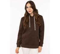 Hoodie ZWILLINGSHERZ "Nelina", Damen, Gr. S, braun, Sweatware;Feinripp;Feinstrick, Obermaterial: 50% Baumwolle, 50% Polyester, hüftbedeckend, ohne Ausschnitt, Rippbündchen mit Daumenlöchern, Sweatshir