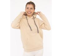 Hoodie ZWILLINGSHERZ "Nelina", Damen, Gr. XL, beige, Sweatware;Feinripp;Feinstrick, Obermaterial: 50% Baumwolle, 50% Polyester, bedruckt, unifarben, hüftbedeckend, ohne Ausschnitt, Rippbündchen mit Da