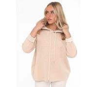 Hoodie ZWILLINGSHERZ ""Positive Mind"", Damen, Gr. L/XL (L/XL), beige (hellbeige), Sweatware, Obermaterial: 75% Polyester, 20% Polyamid, 5% Elasthan, unifarben, comfort fit hüftlang, V-Ausschnitt, Swe