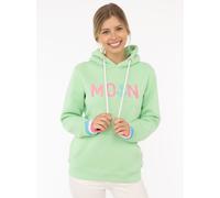 Hoodie ZWILLINGSHERZ "Rahel", Damen, Gr. M, grün (neon grün), Obermaterial: 50% Baumwolle, 50% Polyester, bedruckt, unifarben, hüftbedeckend, ohne Ausschnitt, Rippbündchen kontrastfarben, Sweatshirts