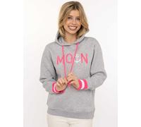 Hoodie ZWILLINGSHERZ "Rahel", Damen, Gr. S, grau (hellgrau), Sweatware, Obermaterial: 50% Baumwolle, 50% Polyester, Basic normal, ohne Ausschnitt, angesetztes Bündchen, Sweatshirts Hoodie, Kontrastbün