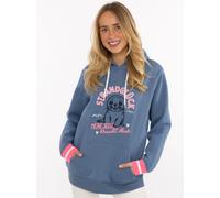 Hoodie ZWILLINGSHERZ "Seerobbe", Damen, Gr. S/M, jeans, Sweatware, Obermaterial: 50% Baumwolle, 50% Polyester, Sweatshirts Hoodie, Strandglück Schriftzug, niedliche Robbe. gestreifte Bündchen (8364272