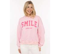Hoodie ZWILLINGSHERZ "Smile", Damen, rosa, Sweatware, Obermaterial: 65% Baumwolle, 35% Polyester, Sweatshirts Hoodie, Kapuze, lange Ärmel, elastische Bündchen, großer Neon-Print (13301421-0) rosa