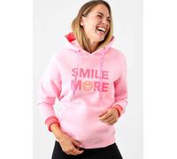 Hoodie ZWILLINGSHERZ ""Smile More"", Damen, Gr. L/XL (L/XL), pink, Sweatware, Obermaterial: 50% Baumwolle, 50% Polyester, unifarben mit Farbeinsatz, comfort fit, V-Ausschnitt, Bündchen, Sweatshirts Ho