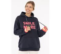 Hoodie ZWILLINGSHERZ ""Smile More"", Damen, Gr. SM (S/M), blau (marine), Sweatware, Obermaterial: 50% Baumwolle, 50% Polyester, comfort fit, V-Ausschnitt, Bündchen, Sweatshirts Hoodie, Neonbündchen, K