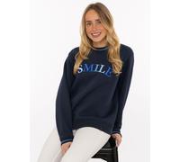 Hoodie ZWILLINGSHERZ "Smile Shine", Damen, Gr. L/XL, marine, Sweatware, Obermaterial: 50% Baumwolle, 50% Polyester, Sweatshirts Hoodie, Rundhals, mit Lurexstreifen an den Bündchen, glänzende Stickerei
