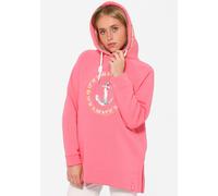 Hoodie ZWILLINGSHERZ ""Strandglück Paillette"", Damen, Gr. S/M, pink, Sweatware, Obermaterial: 50% Baumwolle, 50% Polyester, lässig geschnitten normal, angesetztes Bündchen, Sweatshirts Hoodie, mit An