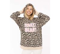 Hoodie ZWILLINGSHERZ "Sweet Heart Leo", Damen, Gr. L/XL, beige, Sweatware, Obermaterial: 80% Polyester, 20% Baumwolle, Sweatshirts Hoodie, Mini-Me Leo,mit kontrastierendem Schriftzug (23048300-L)